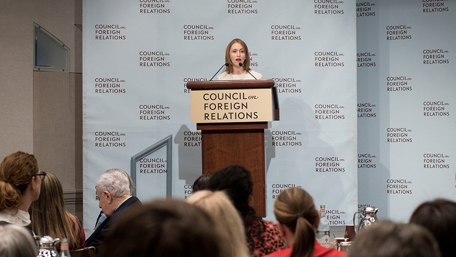 Rachel B. Vogelstein giving opening remarks
