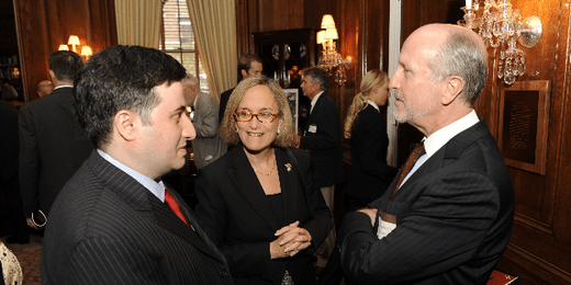 Mohamad Bazzi (2007-2008 Murrow fellow), Carla Robbins, and Christopher Dickey (1983-1984 Murrow fellow) at the Edward R. Murrow Press Fellowship 60th Anniversary Celebration